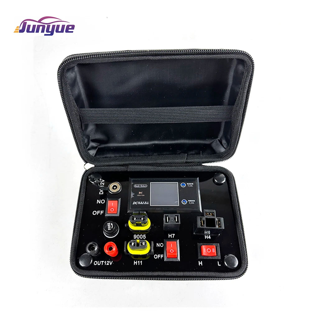JunYue 110V-220V to 12V Test box Tester for Auto Car LED Headlight HID Xenon LED Bulb H7 H4 9005 9006 H11 H8 H9 LED Tester Bag