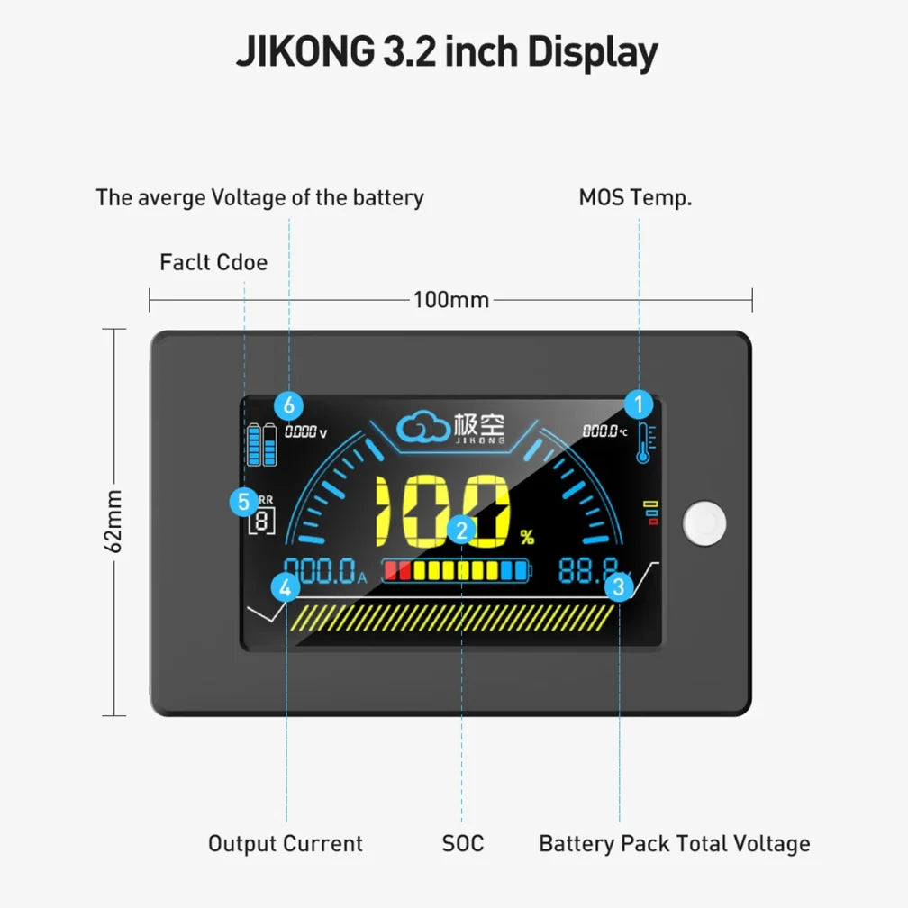 JIKONG BMS 3.2 inch Screen Display for JIKONG all BMS Accessories Intelligent Battery Level Indicator JK BMS 3.2 LCD Monitor
