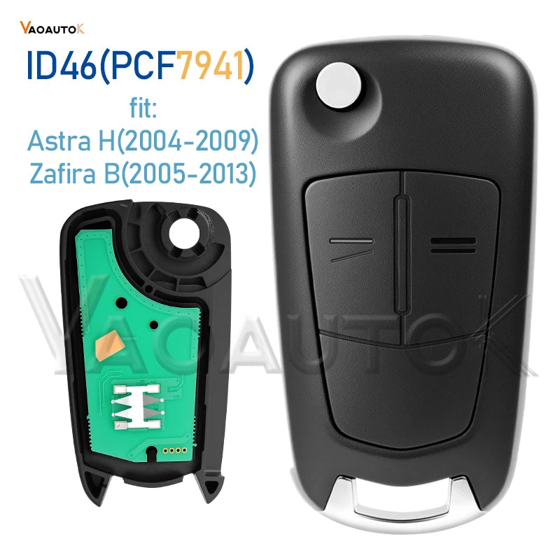 Flip remote key fob 433MHz ID46 PCF7941/7946 for Opel/Vauxhall Astra H Zafira B