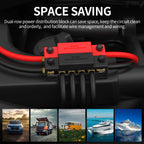 250A Dual Bus Bar 12V Dual Row Bus Bar Power Distribution Block 12 x 5/16" Terminal Studs Positive and Negative Battery Bus Bar