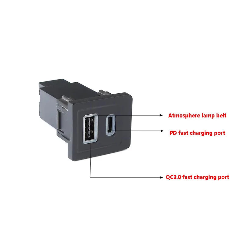 Car Central Control Lower Right Hole Charger Socket PD QC3.0 Fast Charger for Volkswagen Multivan T5 2008-2012 Cars Accessories