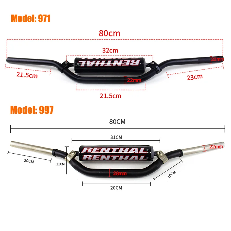 Motorcycle Handlebar 22/28mm For RENTHAL 971/997 Dirtbike Grіpsi Most Bikes Handle Bar Pit Bike Accessories For Ktm Crf Klx Yzf