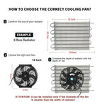 Universal 8 Row Transmission Radiator Oil Cooling &10 Inch 12V Car Air Conditioning Radiator Slim Fan Cooler (Non combination)