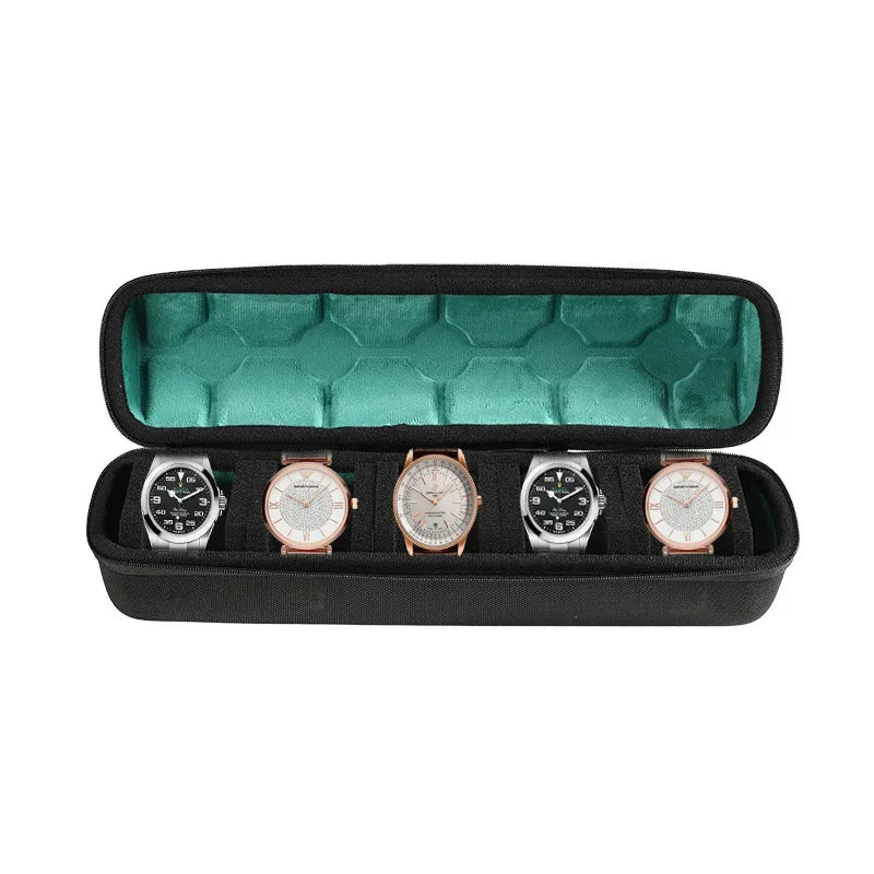 1/2/3/5/6/10 Slot Watch Travel Case,Hard Watch Roll, Travel Watch Organizer Case with Form-Fitting Pillow, Red Microfiber Lining