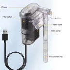 Mini Wall Mounted Aquarium Waterfall Filter USB Small Fish Tank Filtering Equipment with Filter Media And Circulating System