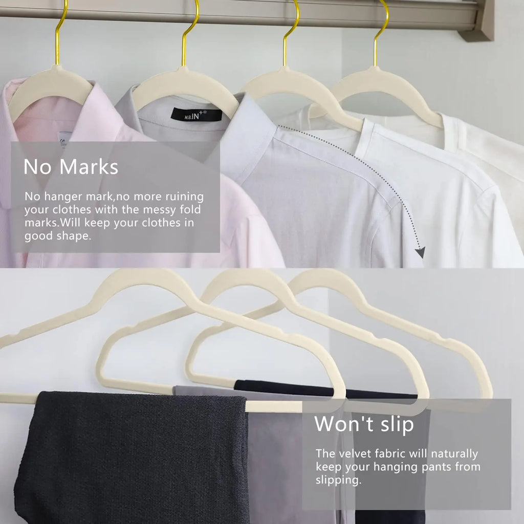 10/20Pcs 44.5cm Large Flocked Plastic Hangers, Men's Large Coat Hangers, Sturdy and Durable, Non-Slip and Non-Deformable, with Gold Hooks, High-End and Elegant