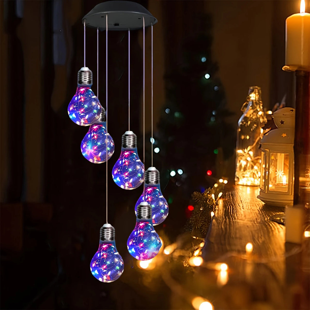 1pc of Solar Outdoor Courtyard Bulb Wind Chime Landscape Decorative Light, Outdoor LED Wind Chime Light for Festive Illumination