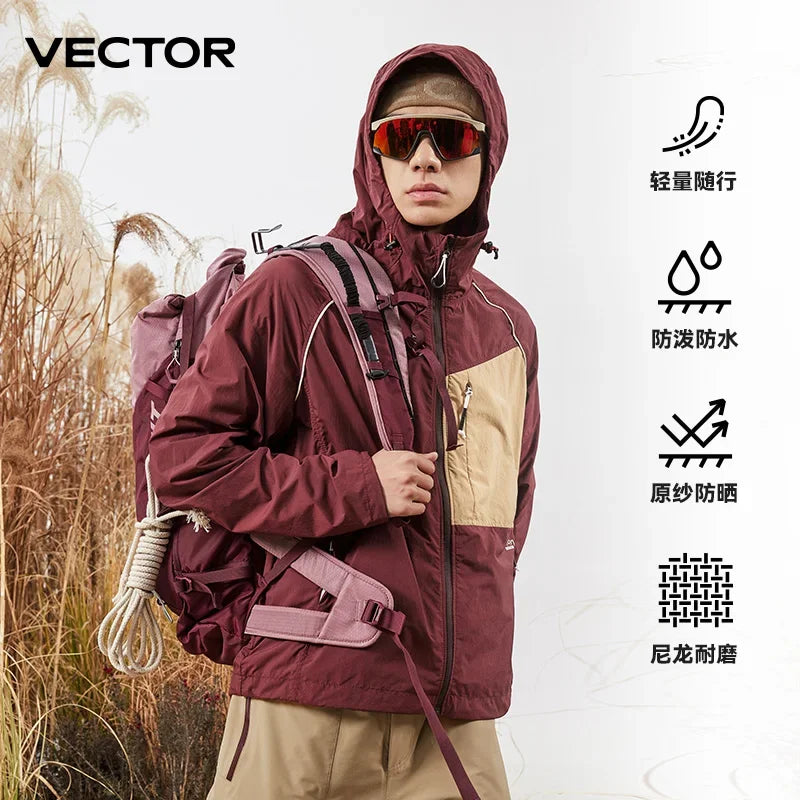 VECTOR Men Woman Windproof Hiking Jacket Waterproof Outdoor Sportswear UPF40+ Breathable Coat Camping and Outdoor Hiking