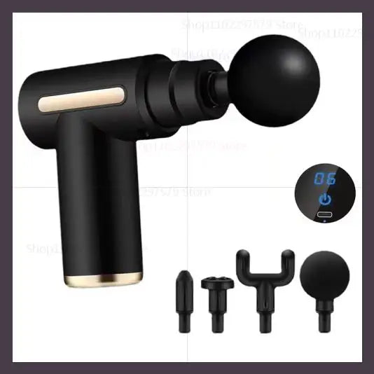 Fascia Gun Deep Tissue Massager 6 Adjustable Speeds 4 Massage Heads Quiet Brushless Motor Portable Muscle Relaxer for Gym Home