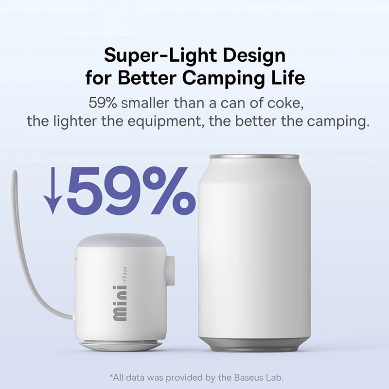 Baseus Mini Air Pump Portable Electric Inflator Wireless Air Mattress Pump with LED Camping Light for Swim Ring Vacuum Bag