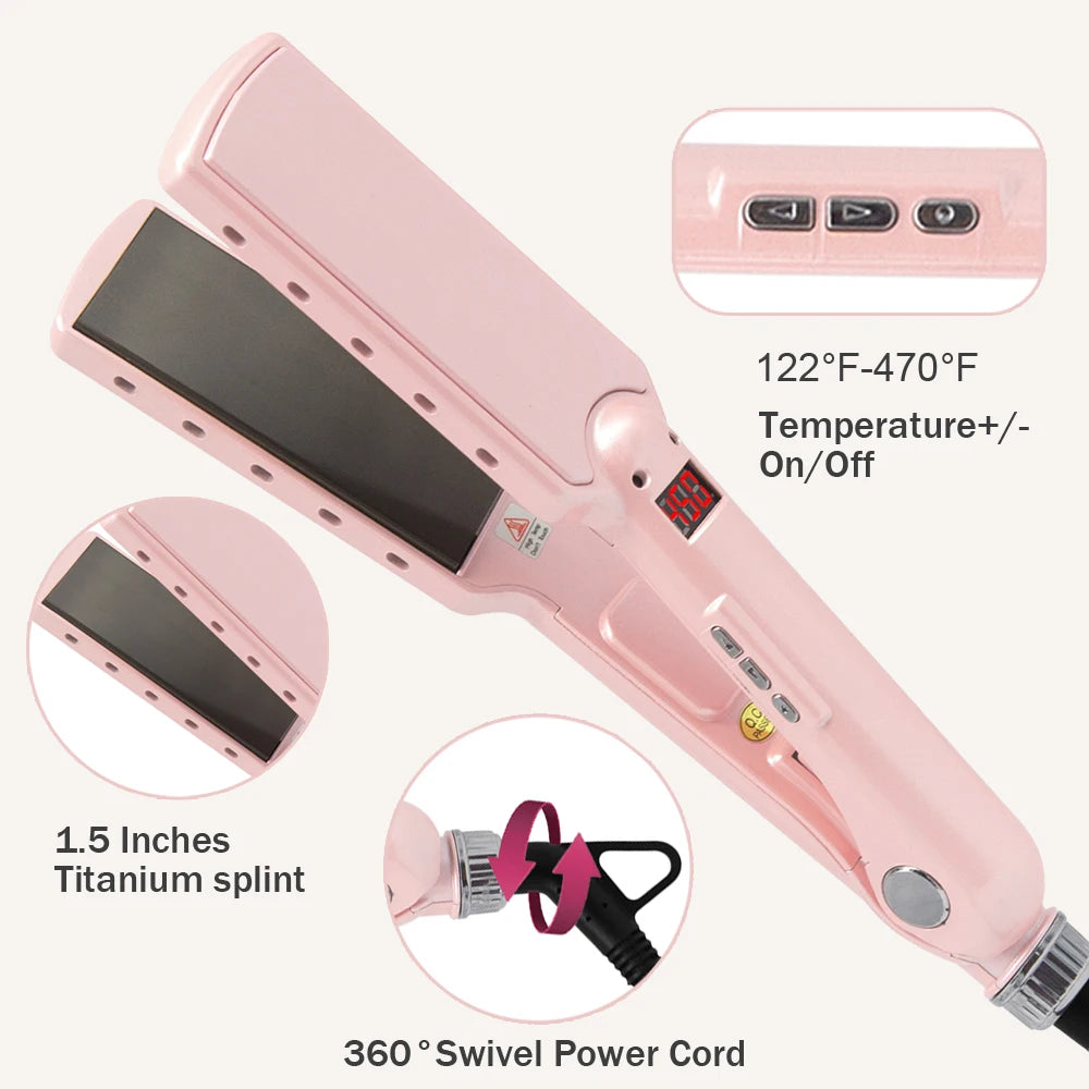 480℉ Titanium Hair Straightener Keratin Treatment Hair Flat Iron Professional Floating Plates Straightening Irons 100-240V