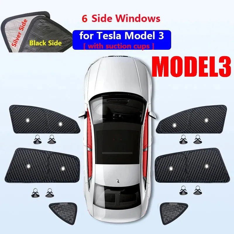 for Tesla Model 3 Y S X 2025-2020 26 Privacy Sunshade Side Window Sun Shades Front Rear Windshield Blind Shading Outdoor Camping