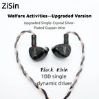 ZiSin Black Kirin1DD HIFI In-Ear Monitor Headphone In-Ear Headphones Dynamic Driver IEM with 3.5mm 2Pin for Audiophile Musicians