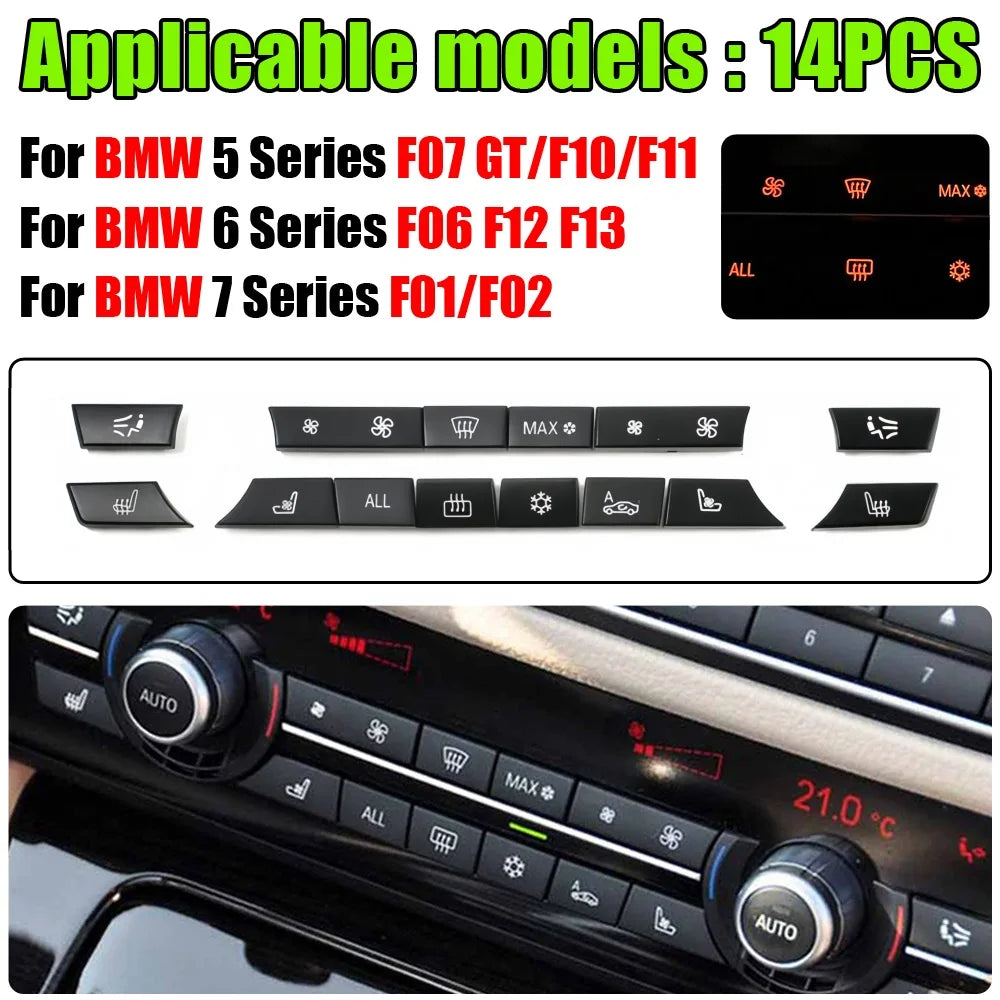 BMW 5/7 Series F07 F10 F11 F01 F02 climate control fan speed button cover set