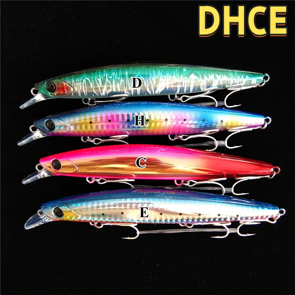TSURINOYA 4PCS Ultra Long Casting Saltwater Sinking Minnow Sea Fishing Lure BAYONET 135mm 26.4g Seabass Mackerel Hard Bait