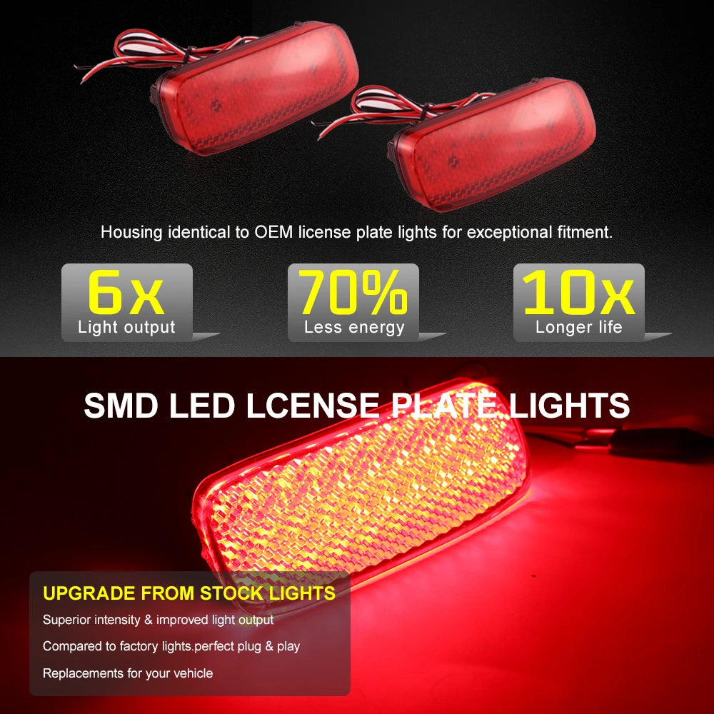 2X Red LED Rear Bumper Reflector Light 6340E6,6340E7 For Citroen C1 C5 For Peugeot 107 206 607 Expert For Fiat Scudo 2007-up