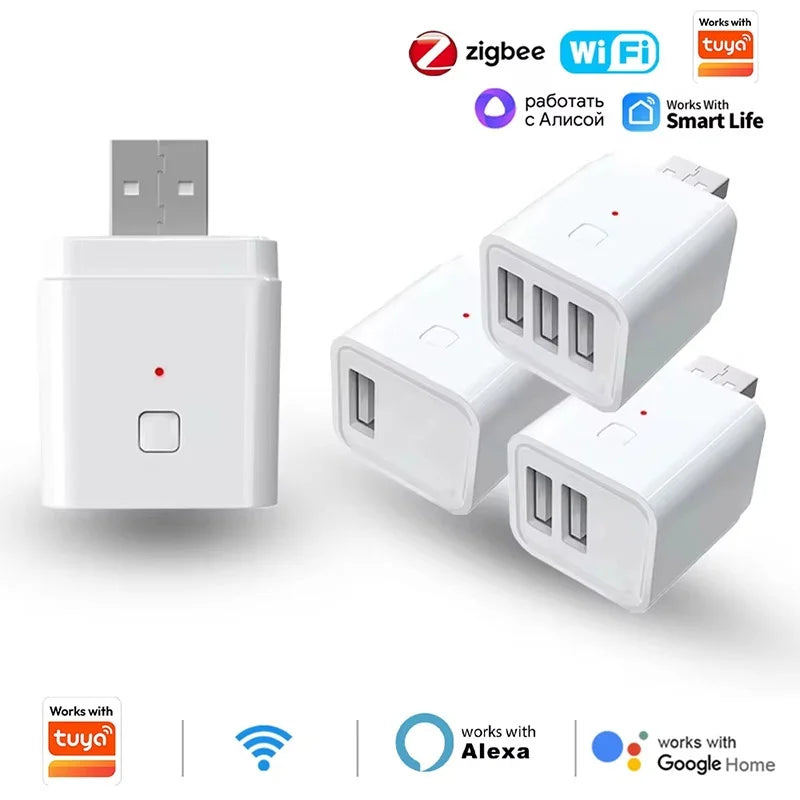Tuya Smart WiFi/Zigbee Micro USB Adaptor Switch 5V Mini 1 2 3 USB Power Adaptor Smart Life Control Via Alexa Google Yandex Alice