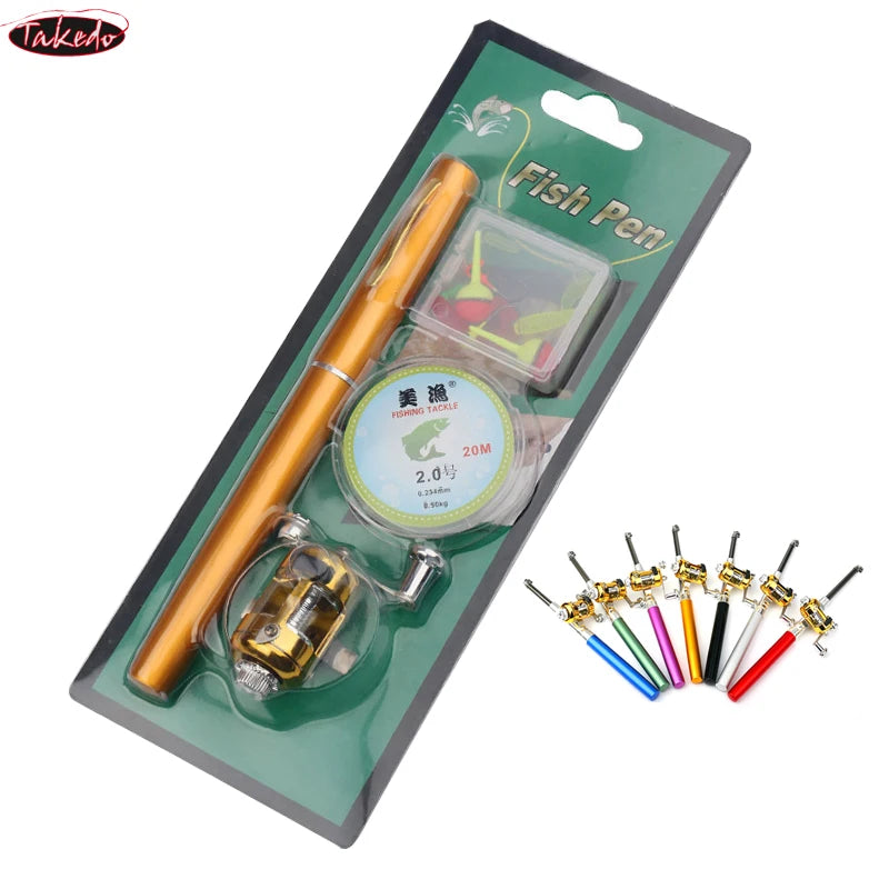 TAKEDO Telescopic Pen Fishing Rod Set with Reel Line Lures Hooks, 1.0-1.5m