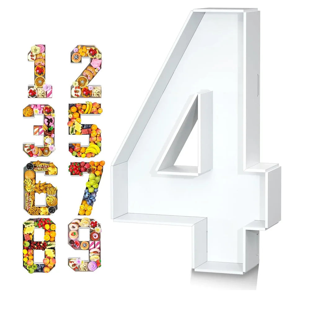 Food Fillable Number Shaped Sweets Flower Candy Cupcake Container Box for Wedding Anniversary Birthday Party Baby Shower Decore
