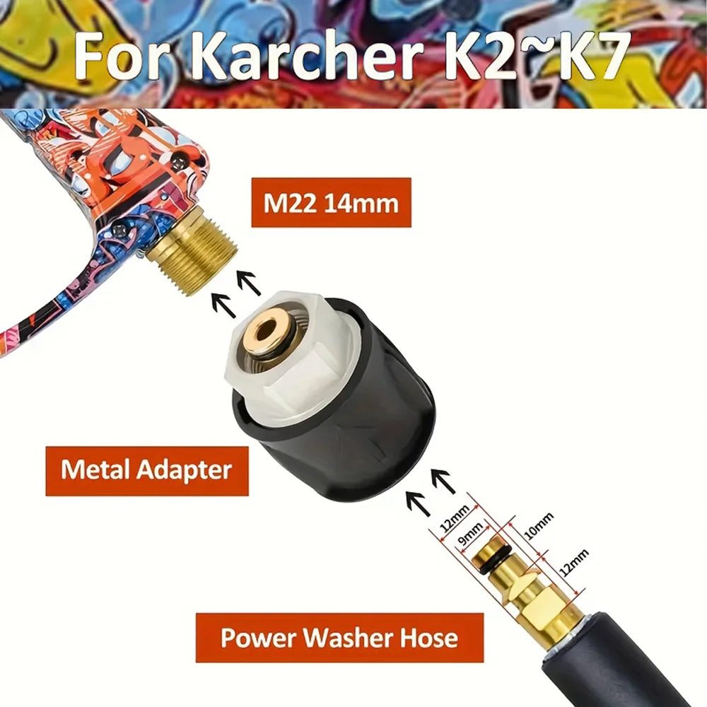 Vibrant Painted Pressure Washer Gun with Plastic Foam Cannon + Bosch Adapter + 5-Color Nozzle Set, Specialized for Low-Power Cle