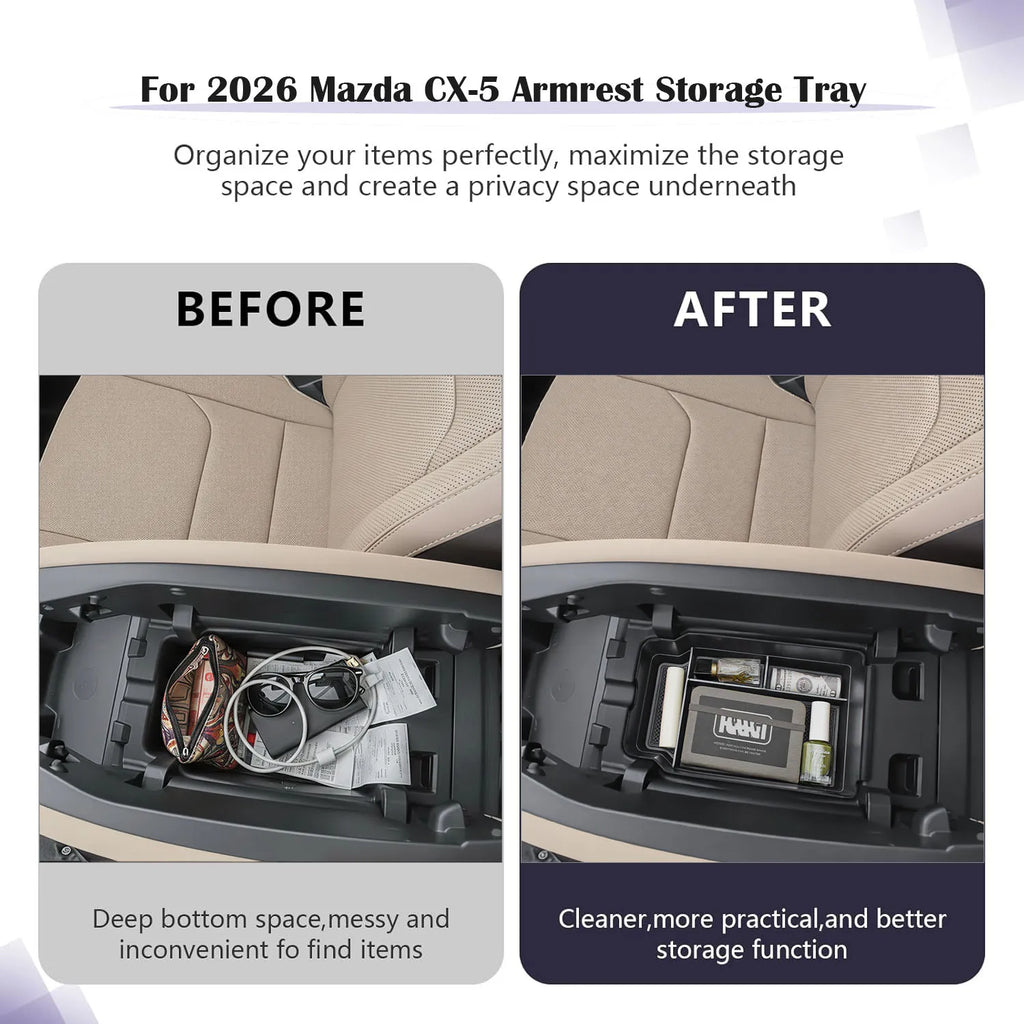 Center Console Organizer for 2026 Mazda CX-5 Armrest Box Storage Tray Secondary Interior Console Box Car Organizer Accessories
