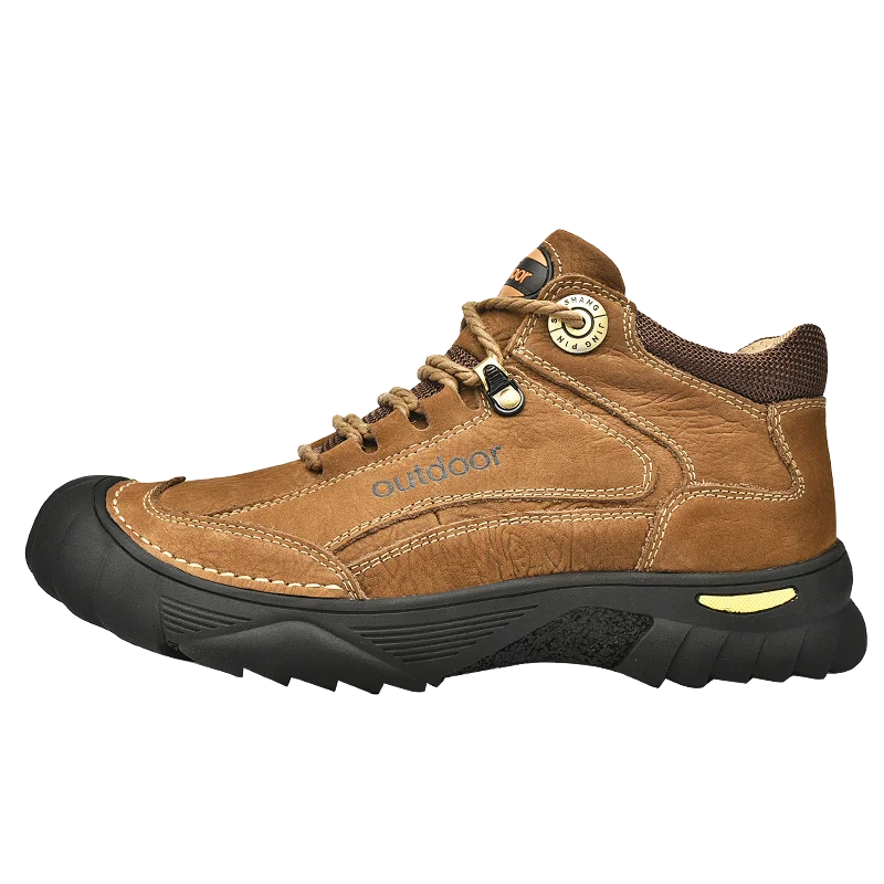 HIKEUP Men's Outdoor Hiking Shoes Cow Leather Winte Boot Waterproof Non-Slip Trekking Sneakers Durable Sports Protecting the toe