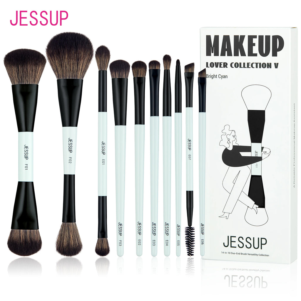 Jessup Makeup Brushes Set 4/6/7/10/14/15pcs Foundation MakeUp Brush,Face Eyeshadow Blending Highlighting Concealer,Luxury Purple
