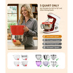 Silicone Bowl With Lids for Kitchen Aid Tilt-Head 5 Qt Mixer Heat Resistant Non Slip Reusable Mixer Attachment Baking Accessory