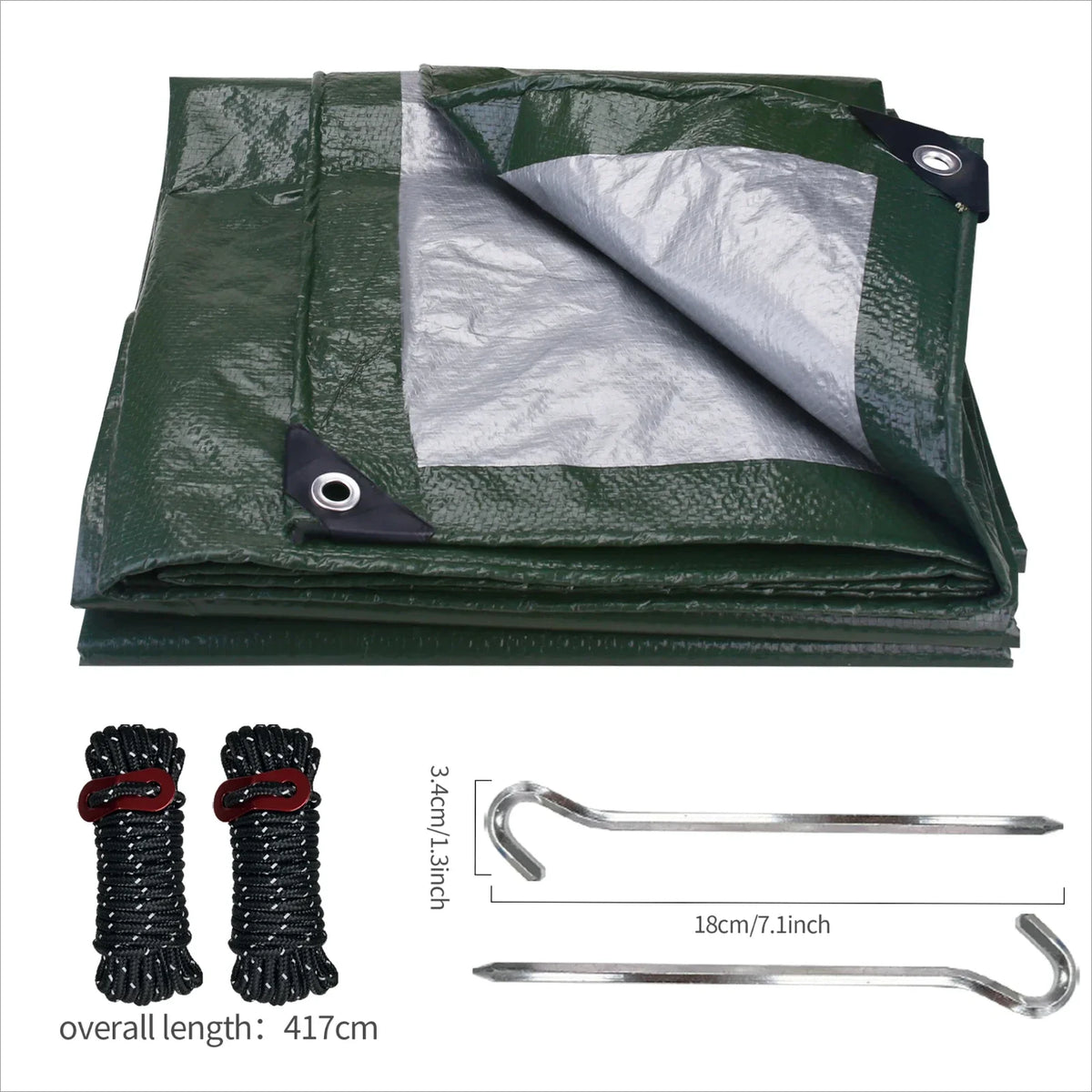 Large Tarpaulin Waterproof Heavy Duty 5x4m/3x2m Tarp Rain Cover Reinforced Multipurpose Outdoor Garden Backyard Awning Canopy