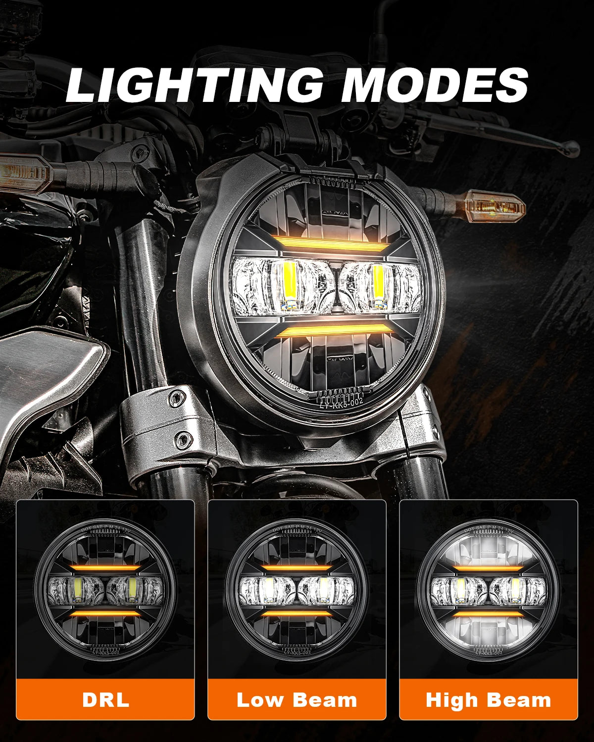 Motorcycle 5.75 Inch LED Headlight Projector Angel Eyes H4 5 3/4" Headlamp DRL Turn Signal For Harley Sportster Dyna Iron 883
