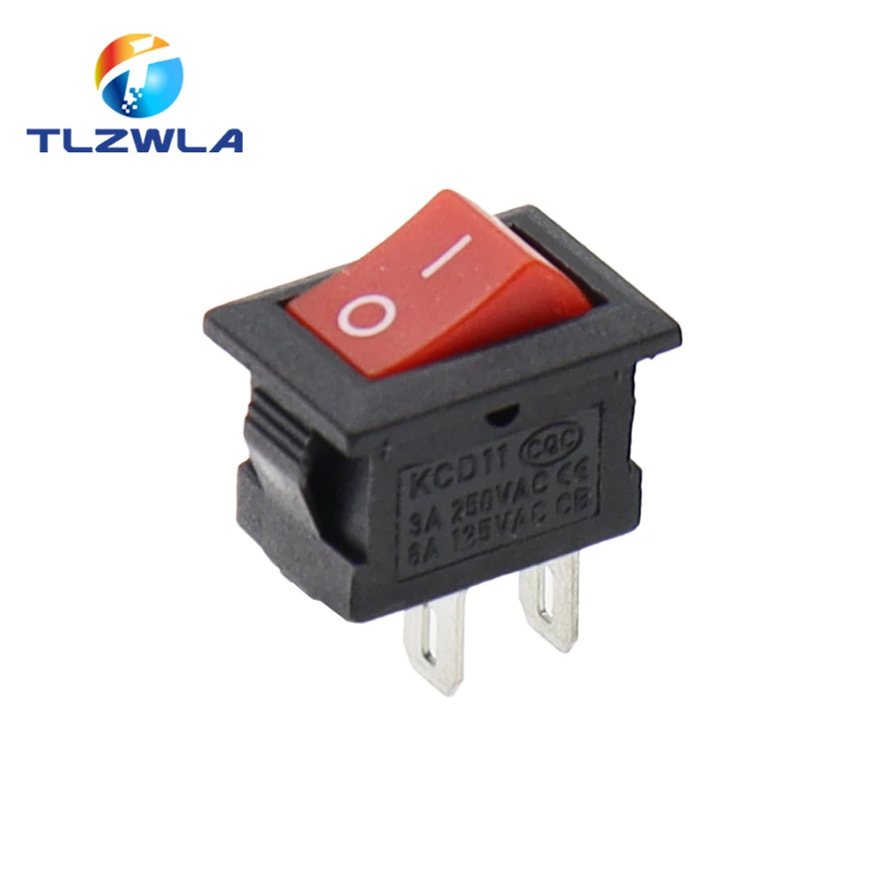 KCD11 Mini Rocker Switch 10x15mm 100pcs 2/3 Pin ON-OFF or ON-OFF-ON 3A 250VAC