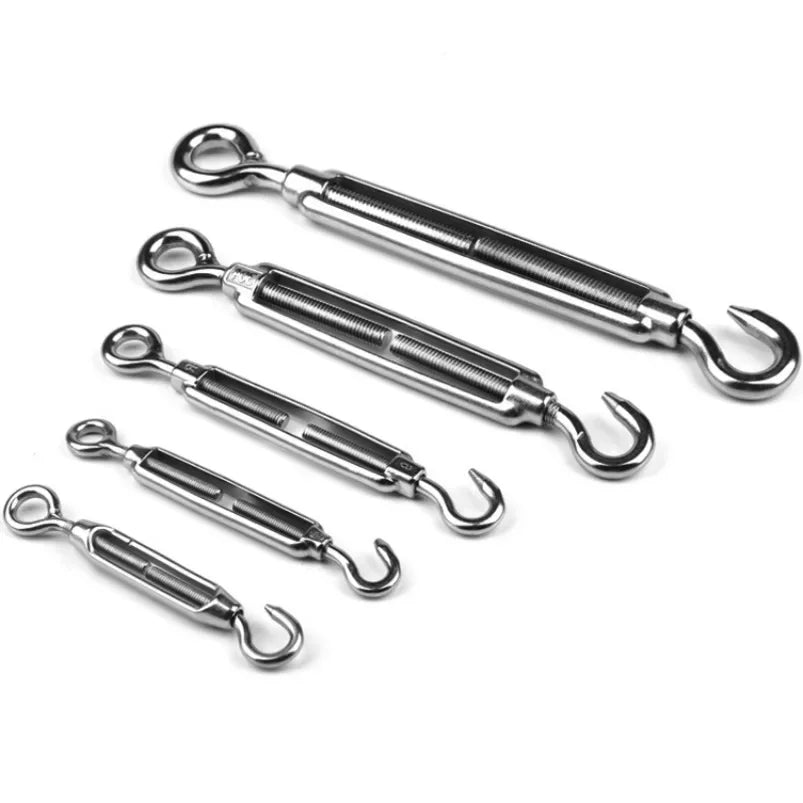 5PCS Hook And Eye OC Type Turnbuckle Size Stainless Steel 304 Heavy Duty Rigging Sailing Hardware Turnbuckle Wire Rope Tension