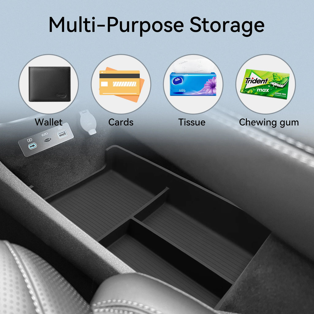 LUCKEASY Center Console Lower Storage Box Organizer for BYD Sealion 07 EV 2024-2025, Black 1pc