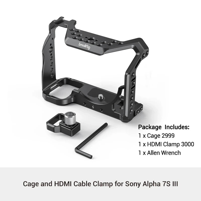 SmallRig a7s3 A7siii DSLR Cage for Sony Alpha 7S III Camera Cage With Cold Shoe Mount and Nato Rail Video DIY Cage Rig 2999
