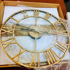 Modern Style 40cm 3D Round Accurate Silent Wall Clocks Roman Numerals Retro Metal Hanging Clock for Living Room 2023 Home Decor