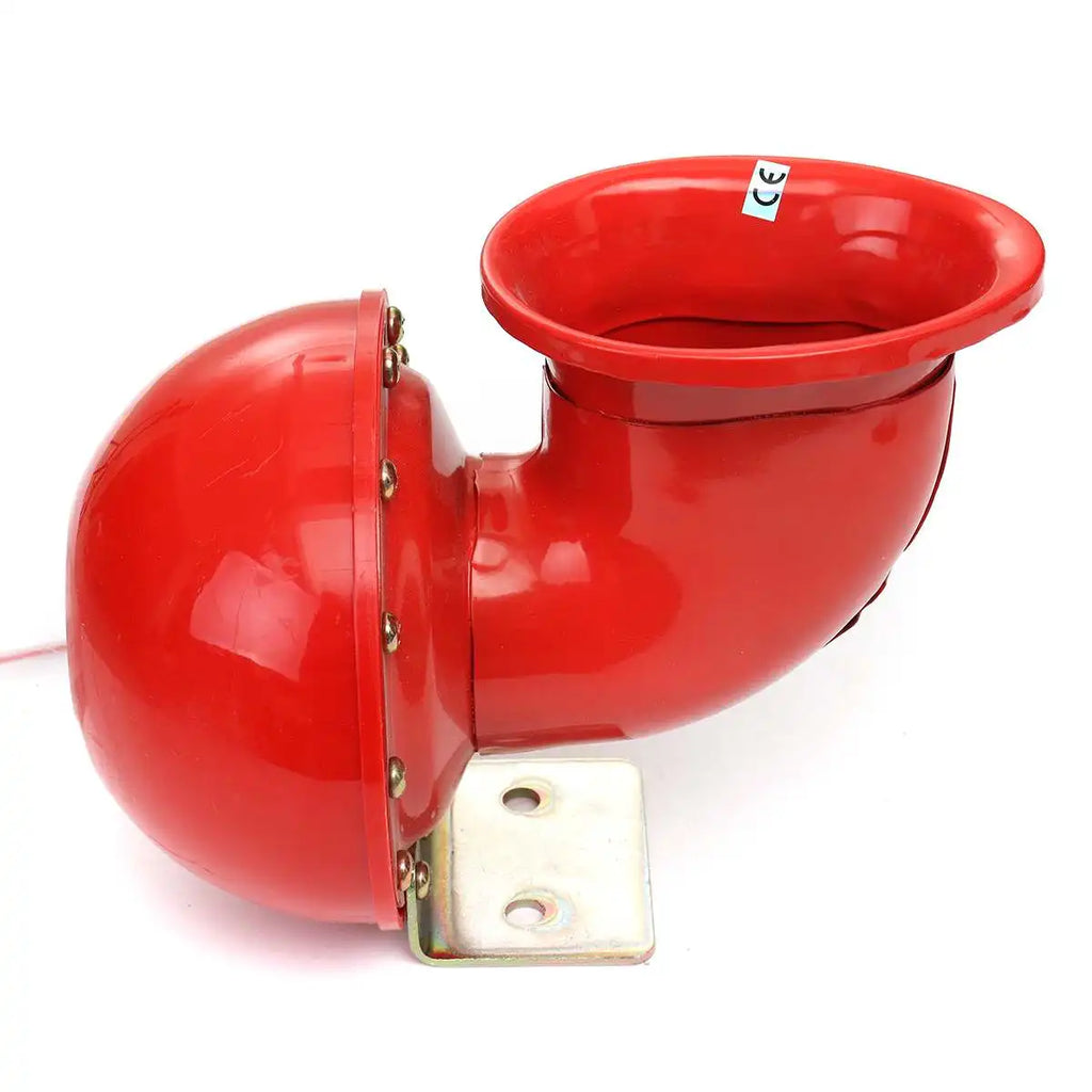 Car Horn Red Horn Electric Bull Horn Cow Sound Metal Horn for Truck Train Boat Motorcycle Car Truck Boat Super Loud 12V 200db