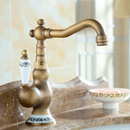 Bathroom Faucets Antique Bronze Faucet for Kitchen Cold and Hot Water Basin Mixer Tap with Ceramic Single Handle Sink Tap Crane