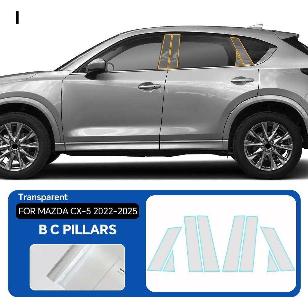 Headlight Rearview Film B C Pillars for Mazda CX5 CX-5 2022-2025 Protection Film TPU Pre-cut Anti-scratch Repair Clear Smoked
