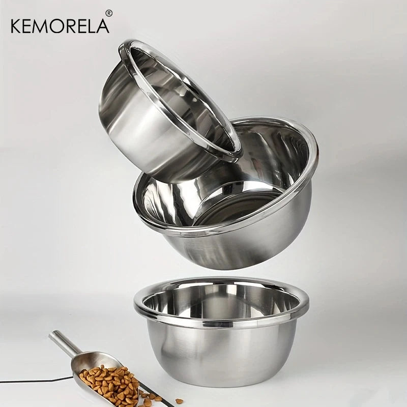 Stainless Steel Dog Bowl Thick Smooth Metal Food & Water Dish, 18-30cm
