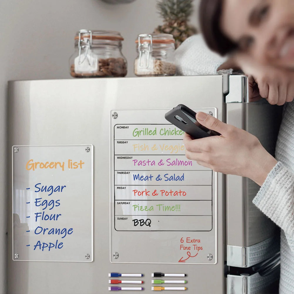 Clear Acrylic Magnetic Calendar Fridge Calendar Message Board Monthly Weekly Calendar Reusable Magnetic Dry Erase Board For Home