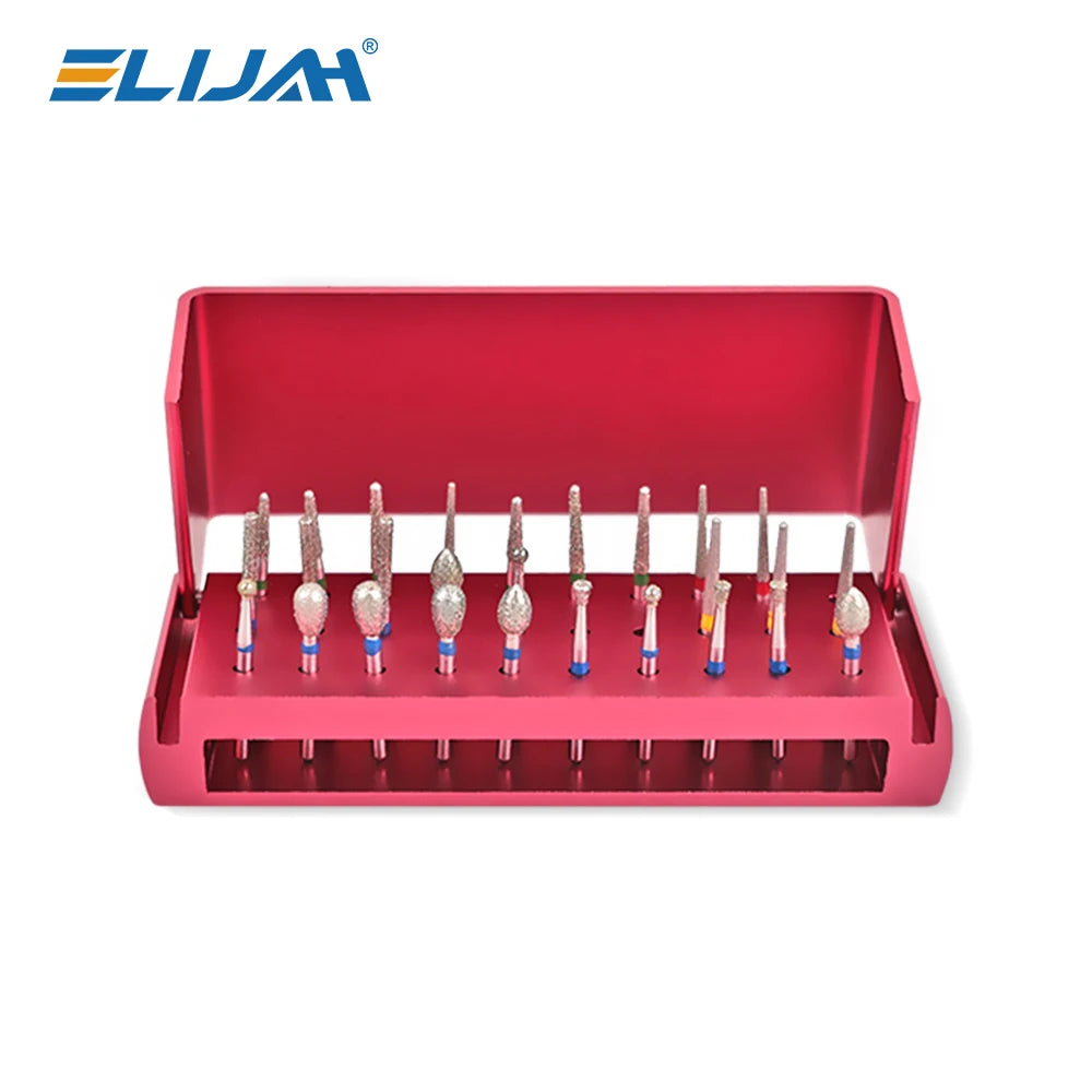 ELIJAH 30PCS/Set Dental Diamond Burs Drill Aluminum Burs Sterilization Block Dental Hospital Tool for High Speed Handpiece
