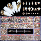 21 grid rhinestone box mixed nail diamond Flat glass shaped diamond DIY nail rhinestone nail jewelry set