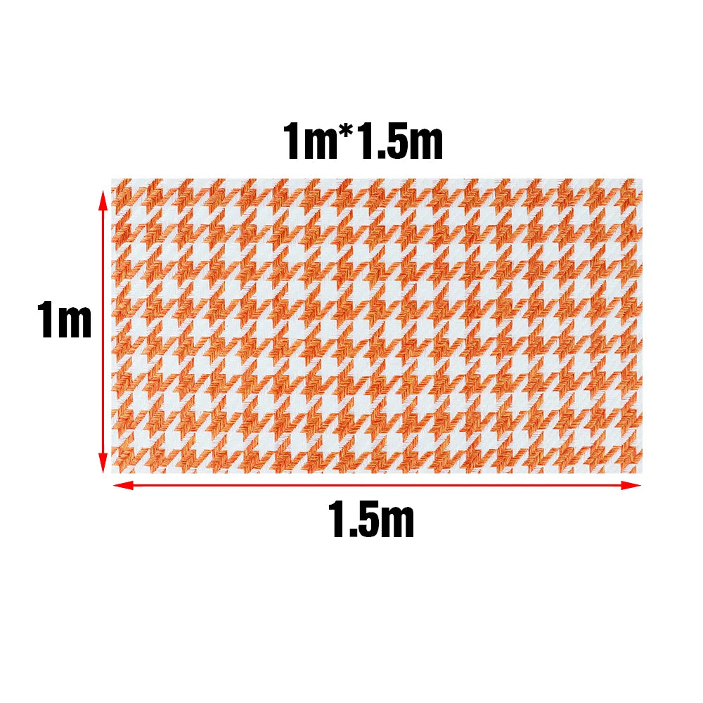Houndstooth Cotton Linen Upholstery Fabric 1x1.5m Black-White Car Seat Door Panel Headliner
