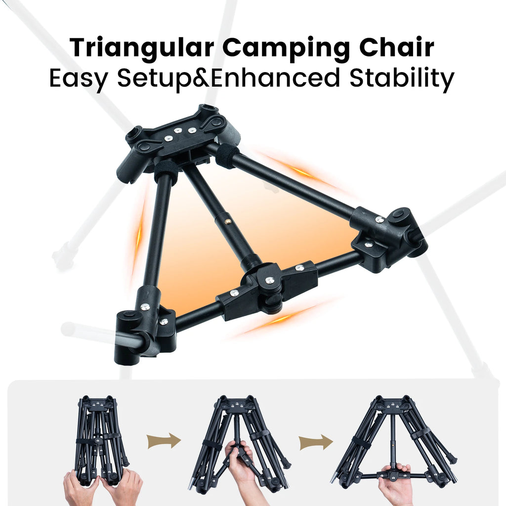 OneTigris Tigerblade Foldable Camping Chairs Lightweight Folding Chair Backpacking Moon Chairs for Travel Beach Fishing Relaxing
