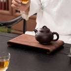 Wooden Coffee Tea Tray Rectangular Desktop Display Rack Coffee Table Decorative Plate Heat Resistant Thick Tray for Home Kitchen