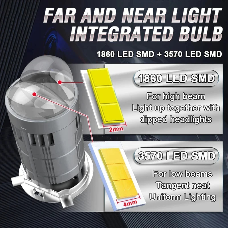 H4 LED Projection Lens Bulbs 800000LM Super Bright With Fan Plug And Play H4 Led Car Motorcycle Headlight CANBUS Auto Lamps 12V