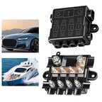 Fuse Holder For 1x-MEGA + 4x -MIDI Fuses With Busbar & Protective Cover High Strength ABS Stable Current Distribution -Universal