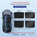 Sunshades For Tesla Model 3 Sunroof Highland 2025 Model Y 2020-26 Ice Cloth Buckle Sun Pare Glass Front Rear Skylight Accessory