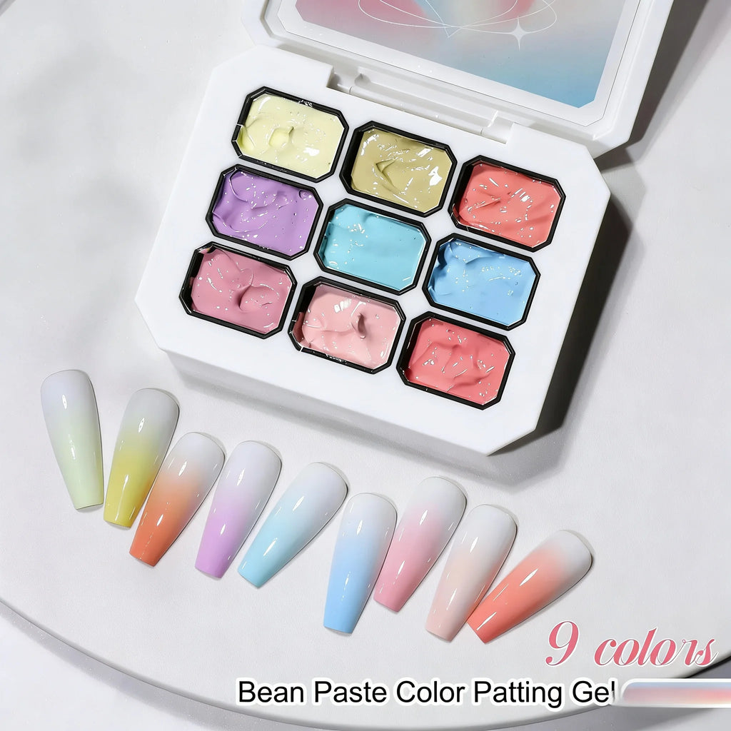 9-color solid nail polish, pink, Macaron painting glue, high saturation popular solid nail polish, used for nail art