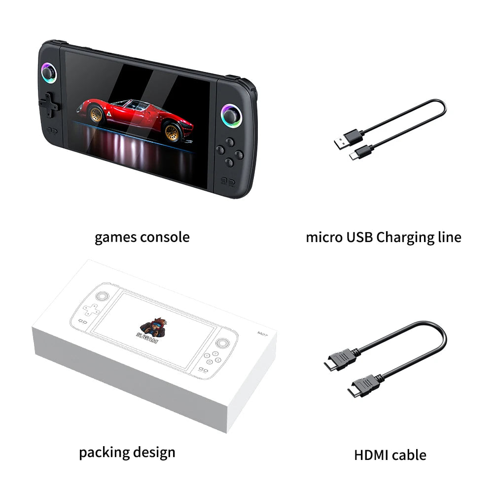 7.0 Inch Big Screen M27 Portable Pocket Retro Handheld Video Game Console 1024*600 Display Support LINUX Emelec 64G/128G